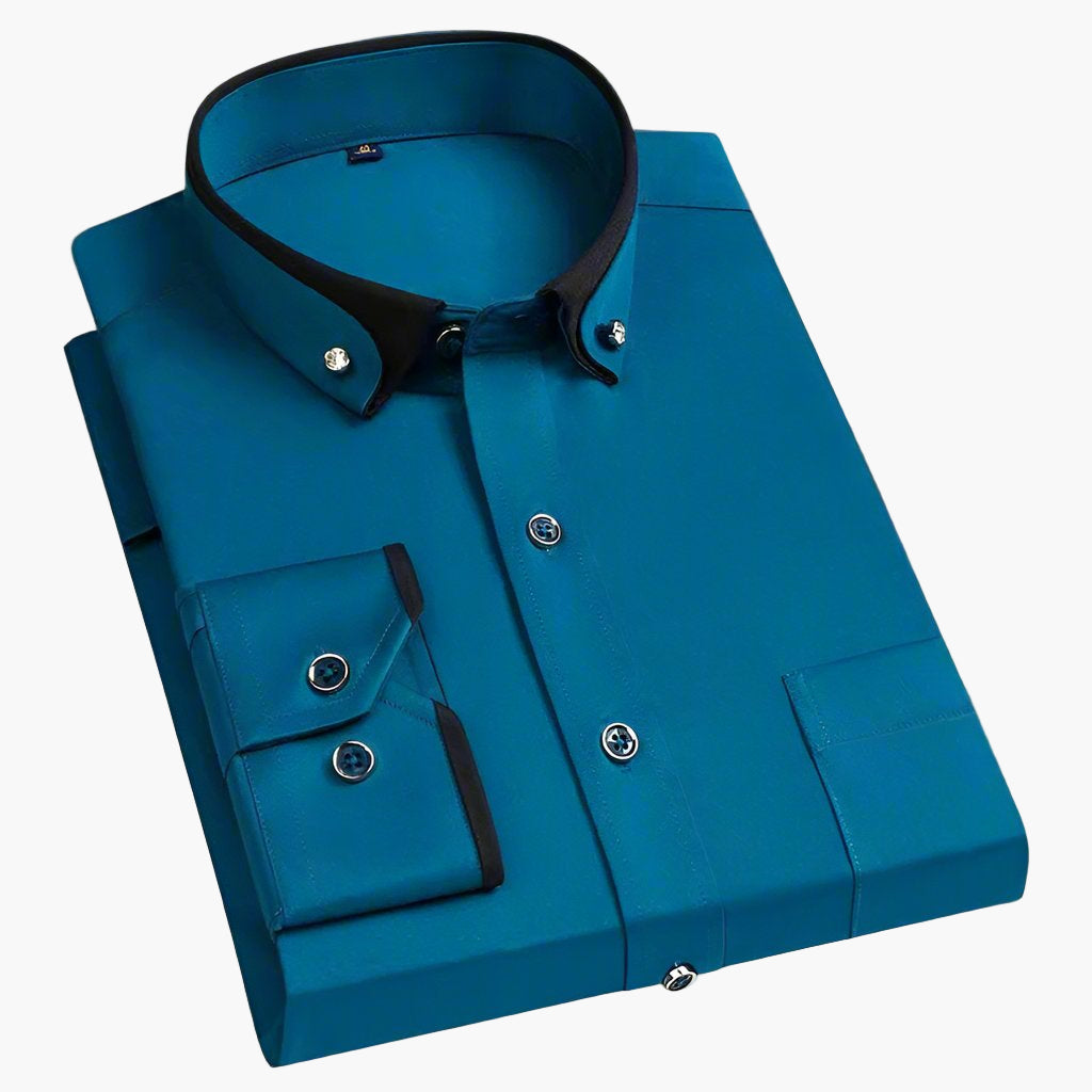 Herren Business Freizeithemd – Klassisches Langarmhemd mit Kontrastkragen für Büro & Alltag