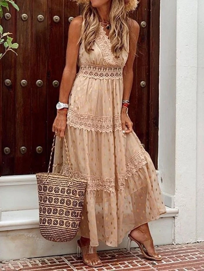 Leah – Ärmelloses Chiffonkleid mit tiefem V-Ausschnitt