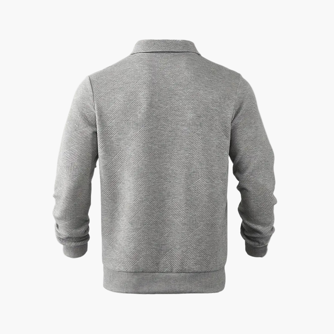 Herren Sweatshirt mit Reißverschluss und geometrischem Muster – Stilvolles Vintage-Design für Alltag und Freizeit