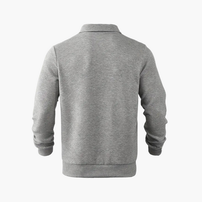 Herren Sweatshirt mit Reißverschluss und geometrischem Muster – Stilvolles Vintage-Design für Alltag und Freizeit