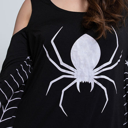 Damen Halloween Spinnenkostüm Kleid mit Spinnennetz-Flügeln – Perfekt für Halloween-Partys & Verkleidungen