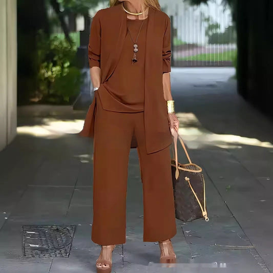 Donna – Temperament Anzug mit Weitem Bein und Ausgestelltem Cardigan