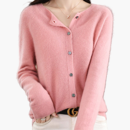 Damen Strickjacke im klassischen Stil – Eleganter Cardigan für Alltag und Büro