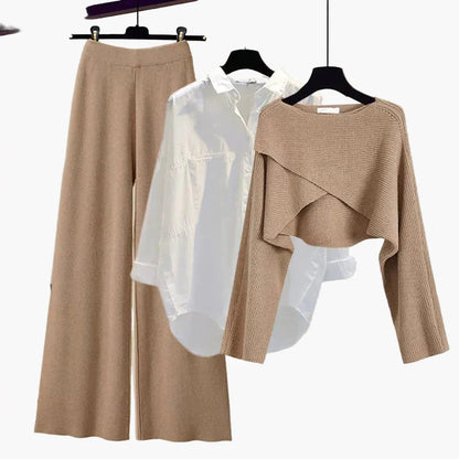 Damen Dreiteiliges Loungewear Set – Modernes Langarm-Outfit für Freizeit & Alltag