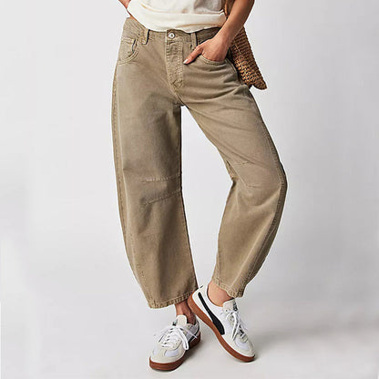 Damen Sommerhose – Weite High Waist Freizeithose mit geradem Bein für Büro oder Alltag
