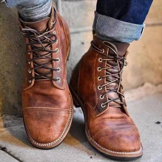 Herren Veganlederstiefel – Klassische Schnürboots für Alltag und Business