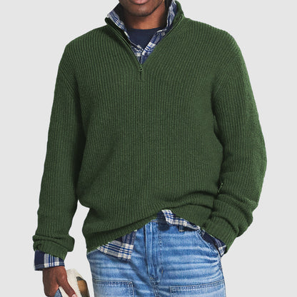 Herren Strickpullover mit Reißverschluss – Business Casual Freizeitpullover