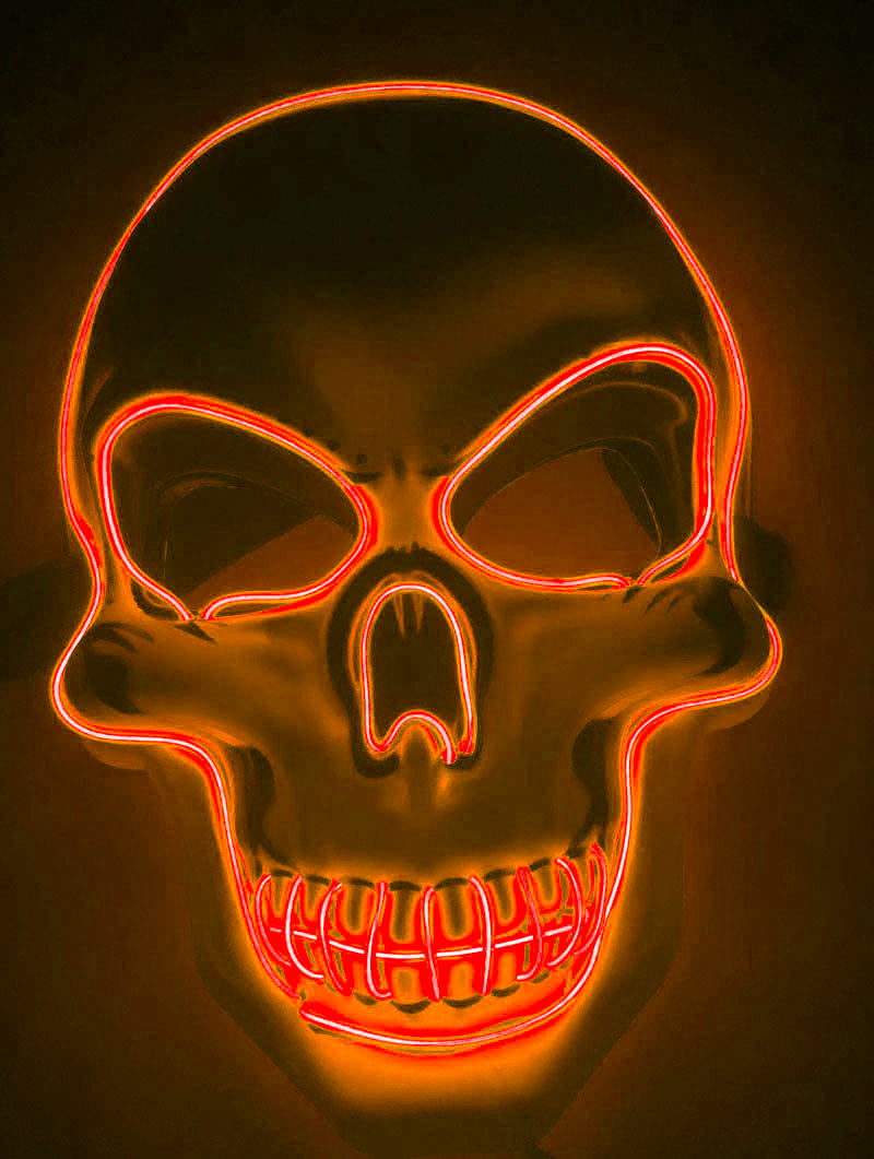 Halloween LED Leuchtende Totenkopfmaske für Erwachsene – Perfekte Grusel-Kostümmaske für Party & Deko