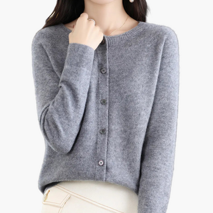 Damen Strickjacke im klassischen Stil – Eleganter Cardigan für Alltag und Büro