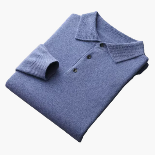 Herren Premium Veganwollpolo Langarm – Klassischer Alltags- & Business-Stil