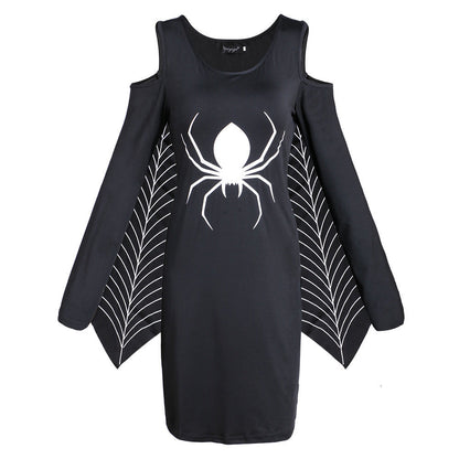 Damen Halloween Spinnenkostüm Kleid mit Spinnennetz-Flügeln – Perfekt für Halloween-Partys & Verkleidungen