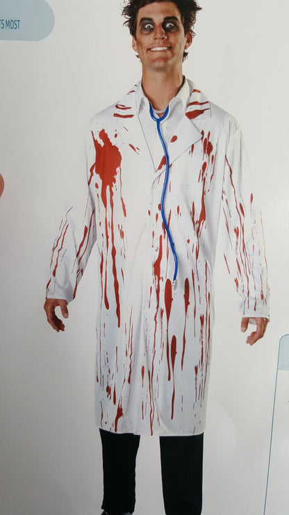 Halloween Herren Kostüm Blutiger Arzt – Gruseliges Arzt-Outfit für Halloween-Partys