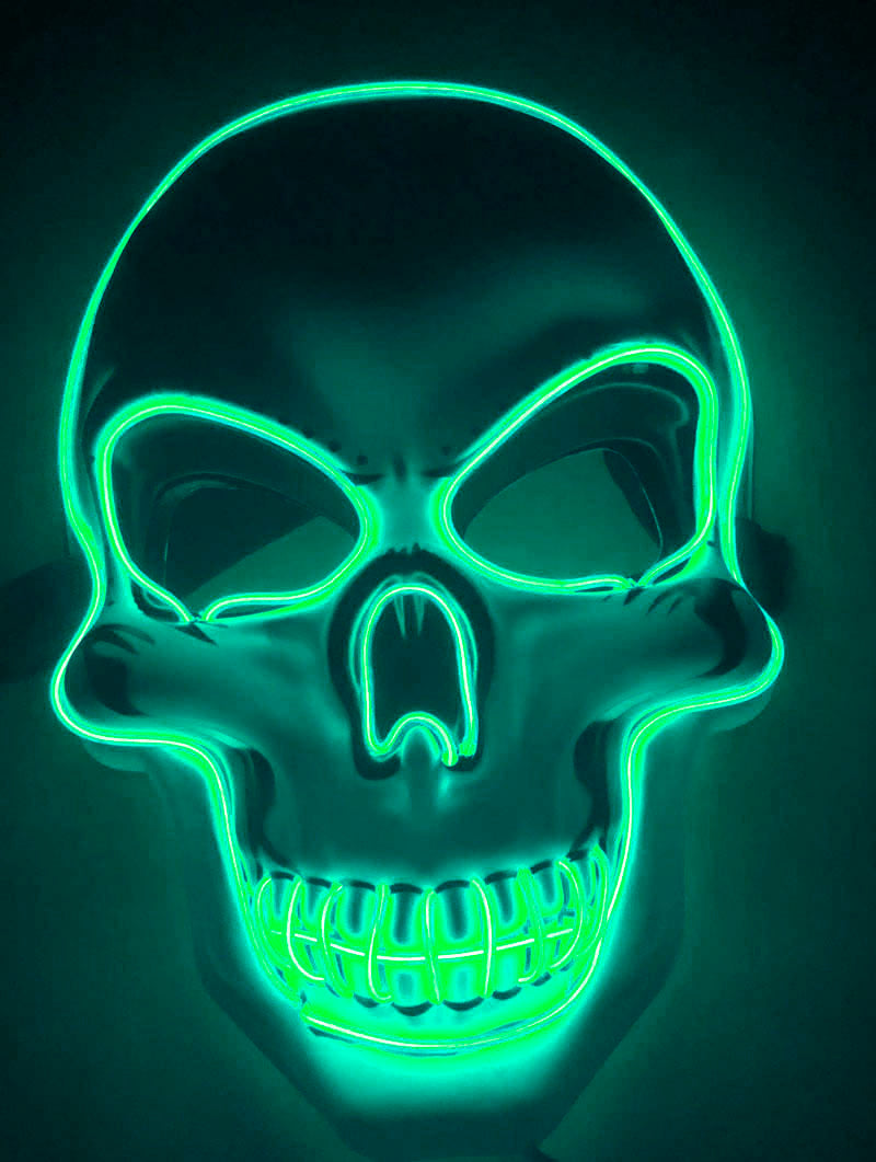Halloween LED Leuchtende Totenkopfmaske für Erwachsene – Perfekte Grusel-Kostümmaske für Party & Deko