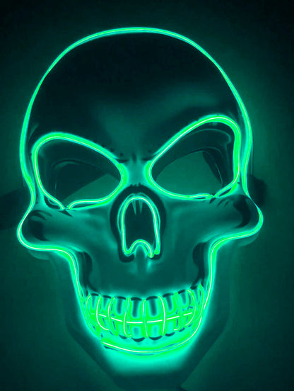 Halloween LED Leuchtende Totenkopfmaske für Erwachsene – Perfekte Grusel-Kostümmaske für Party & Deko