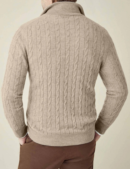Herren Zopfmuster Pullover mit Reißverschluss – Klassischer Strickstil für Business & Freizeit