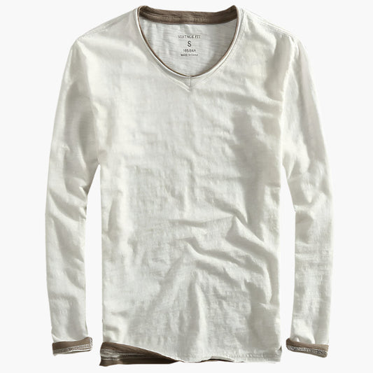 Herren Longsleeve Layered Illusion – V-Ausschnitt, Slim Fit, Smart-Casual Look