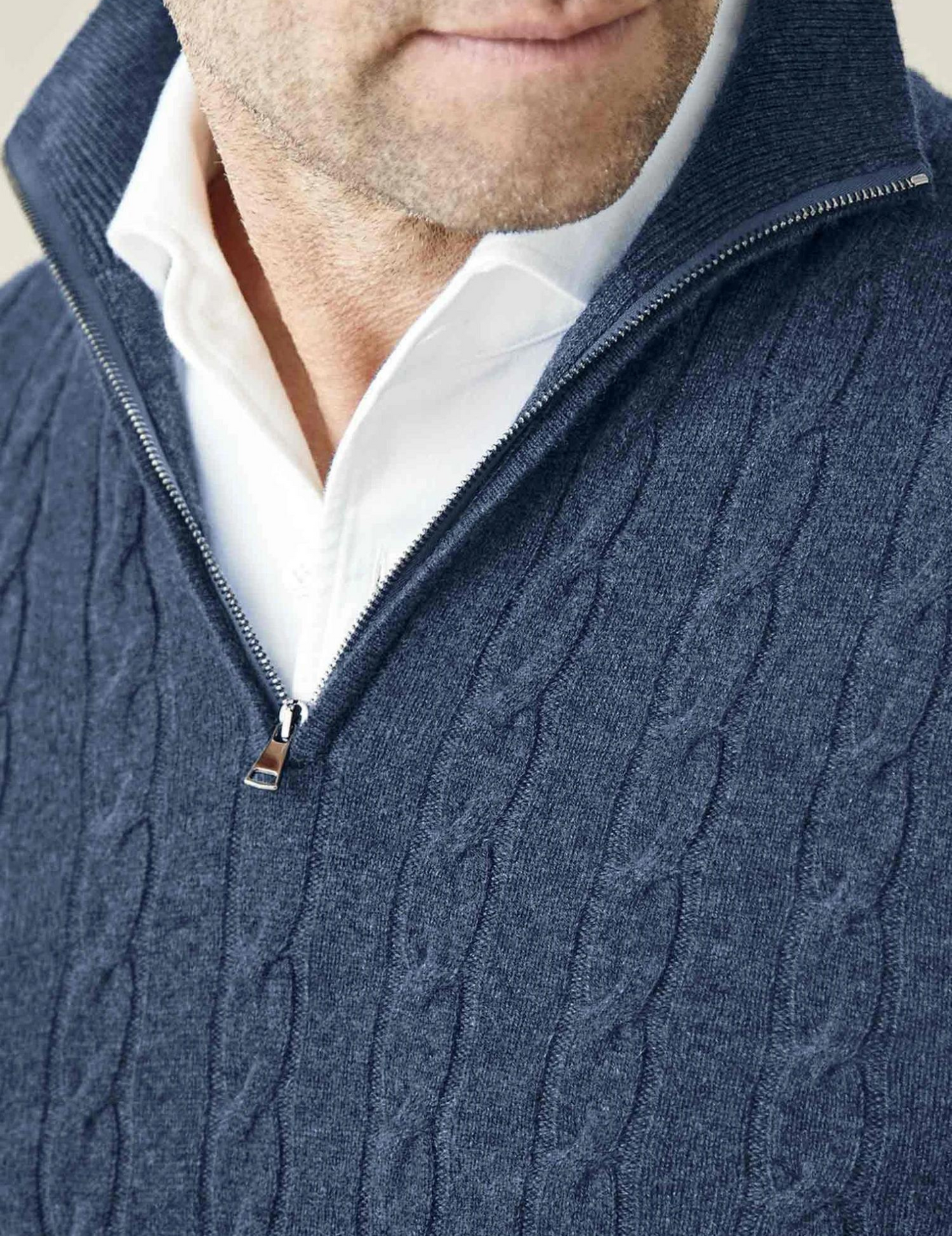 Herren Zopfmuster Pullover mit Reißverschluss – Klassischer Strickstil für Business & Freizeit