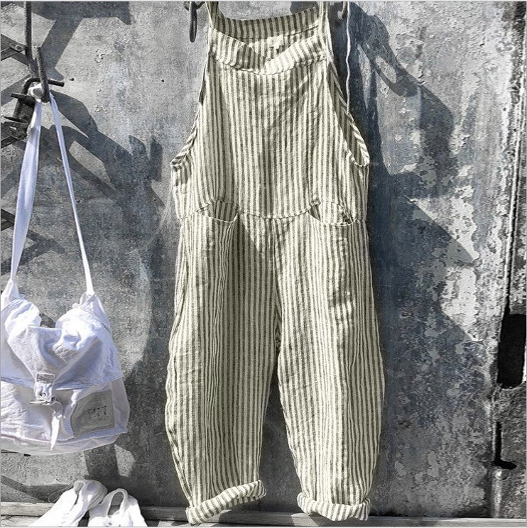 Joanne – Gestreifter Latzhosen-Jumpsuit mit Taschen für Frauen