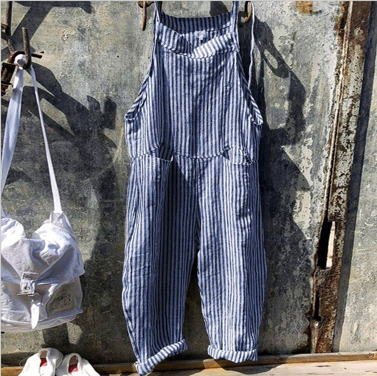 Joanne – Gestreifter Latzhosen-Jumpsuit mit Taschen für Frauen