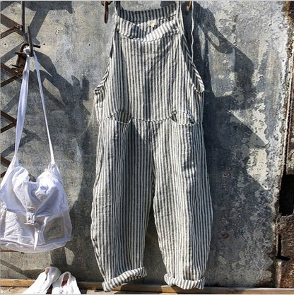 Joanne – Gestreifter Latzhosen-Jumpsuit mit Taschen für Frauen