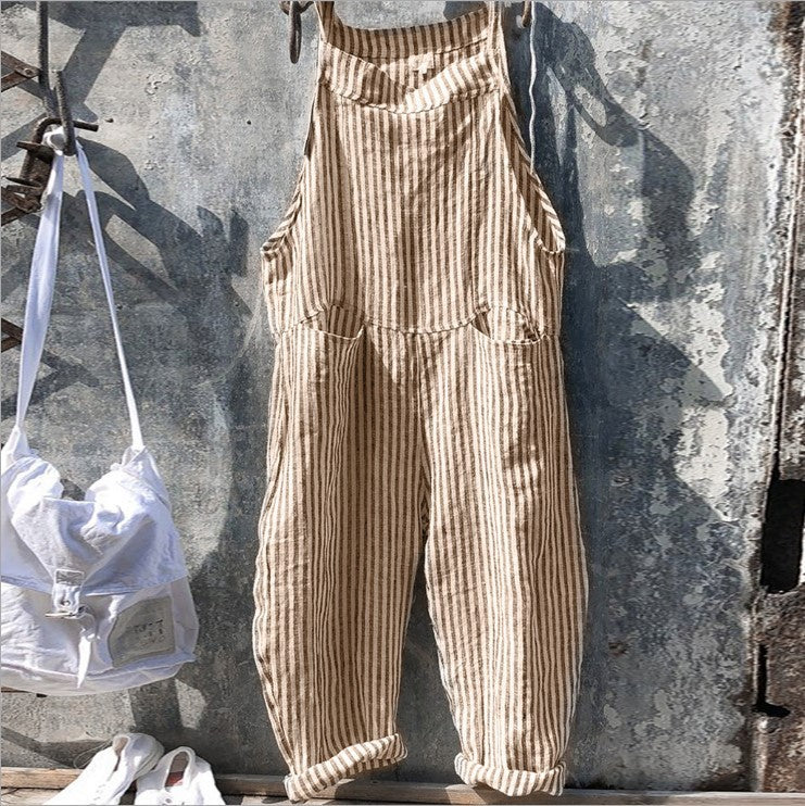 Joanne – Gestreifter Latzhosen-Jumpsuit mit Taschen für Frauen