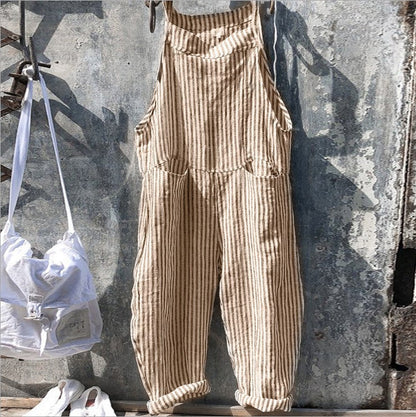 Joanne – Gestreifter Latzhosen-Jumpsuit mit Taschen für Frauen