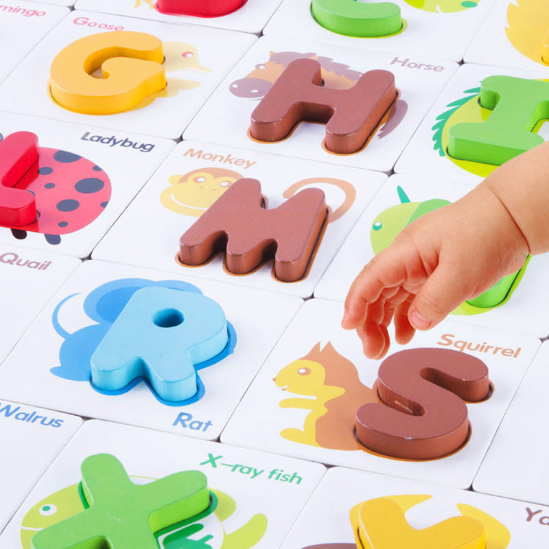 Lernspielzeug Alphabet Puzzle aus Holz für Kinder – Pädagogisches Buchstabenspiel ab 3 Jahren