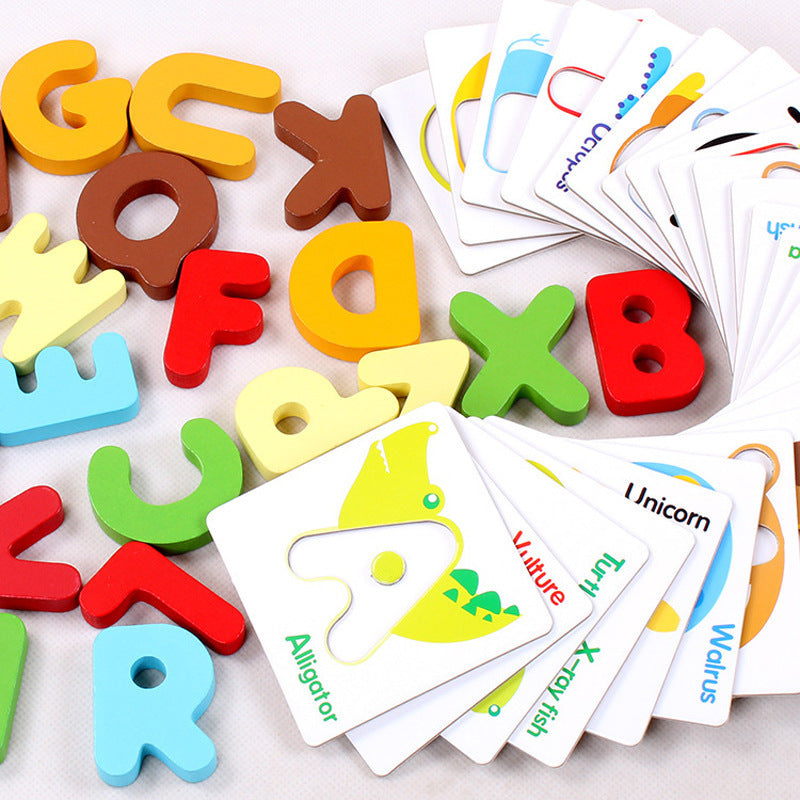 Lernspielzeug Alphabet Puzzle aus Holz für Kinder – Pädagogisches Buchstabenspiel ab 3 Jahren