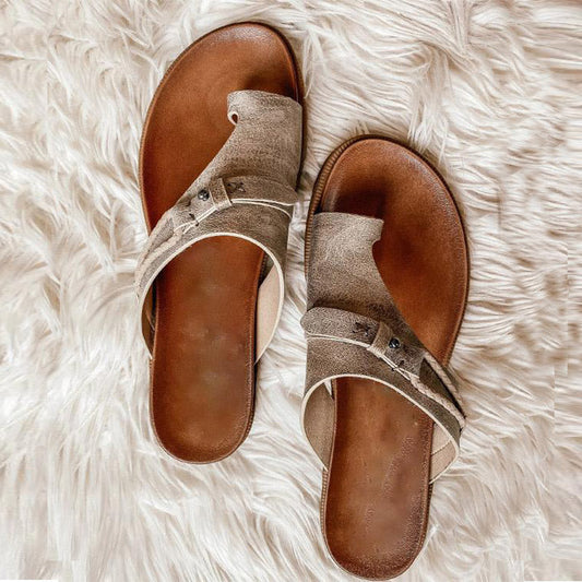 Damen Slip-On Sandalen mit Zehenriemen – Bequeme Sommerschuhe mit verstellbarem Riemen & ergonomischem Design