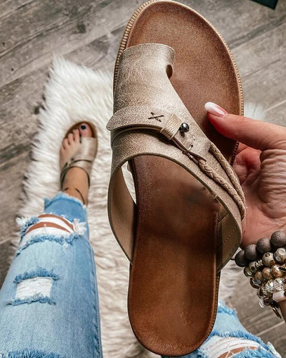 Damen Slip-On Sandalen mit Zehenriemen – Bequeme Sommerschuhe mit verstellbarem Riemen & ergonomischem Design
