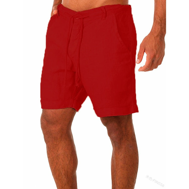 Men's Shorts With Solid Color Lace-up Sweatpants