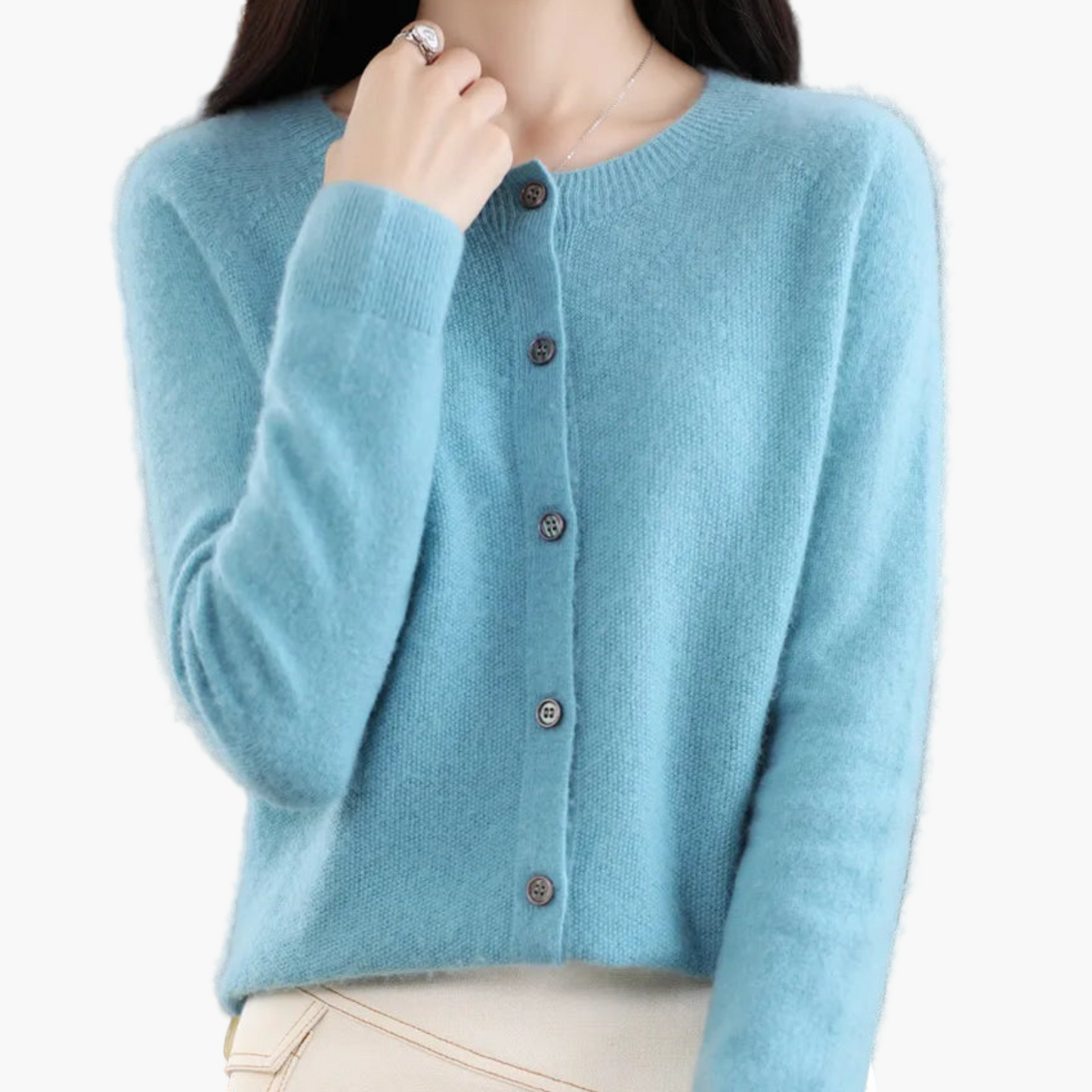 Damen Strickjacke im klassischen Stil – Eleganter Cardigan für Alltag und Büro