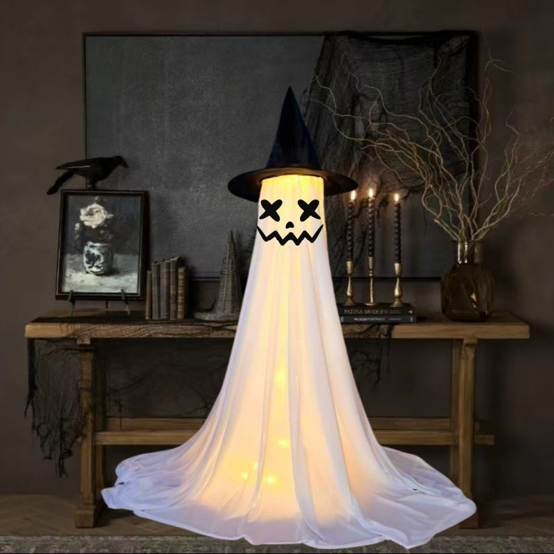 Halloween Deko Leuchtende Geister Figuren mit Hexenhut – Perfekt für Party, Haus & Garten