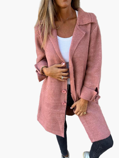 Damen Langer Casual Mantel mit Aufschlägen – Moderner Alltags- und Business-Look