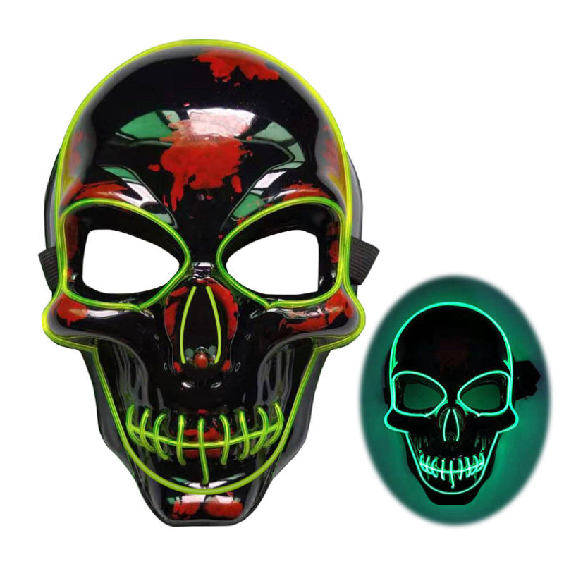 Halloween LED Leuchtende Totenkopfmaske für Erwachsene – Perfekte Grusel-Kostümmaske für Party & Deko