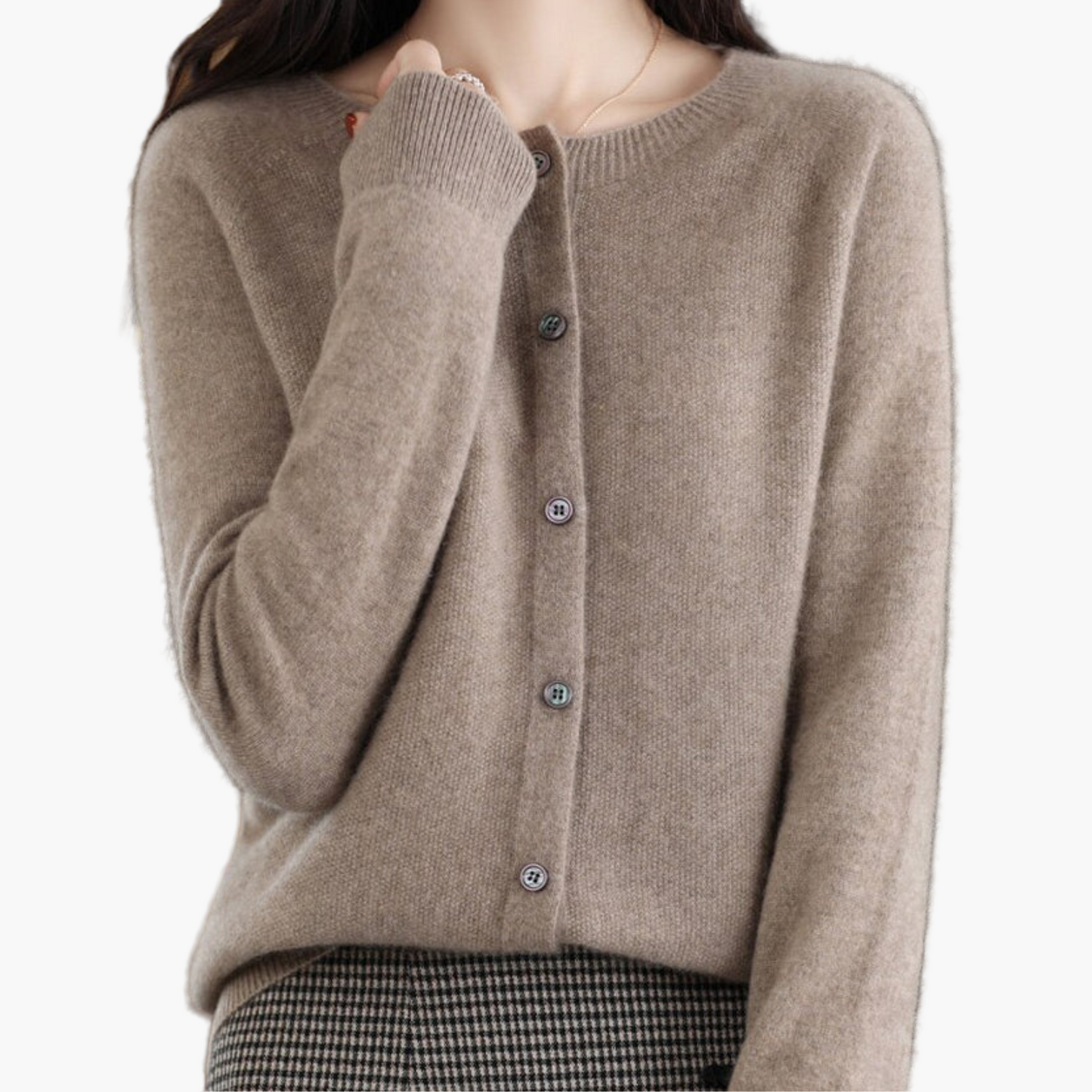 Damen Strickjacke im klassischen Stil – Eleganter Cardigan für Alltag und Büro