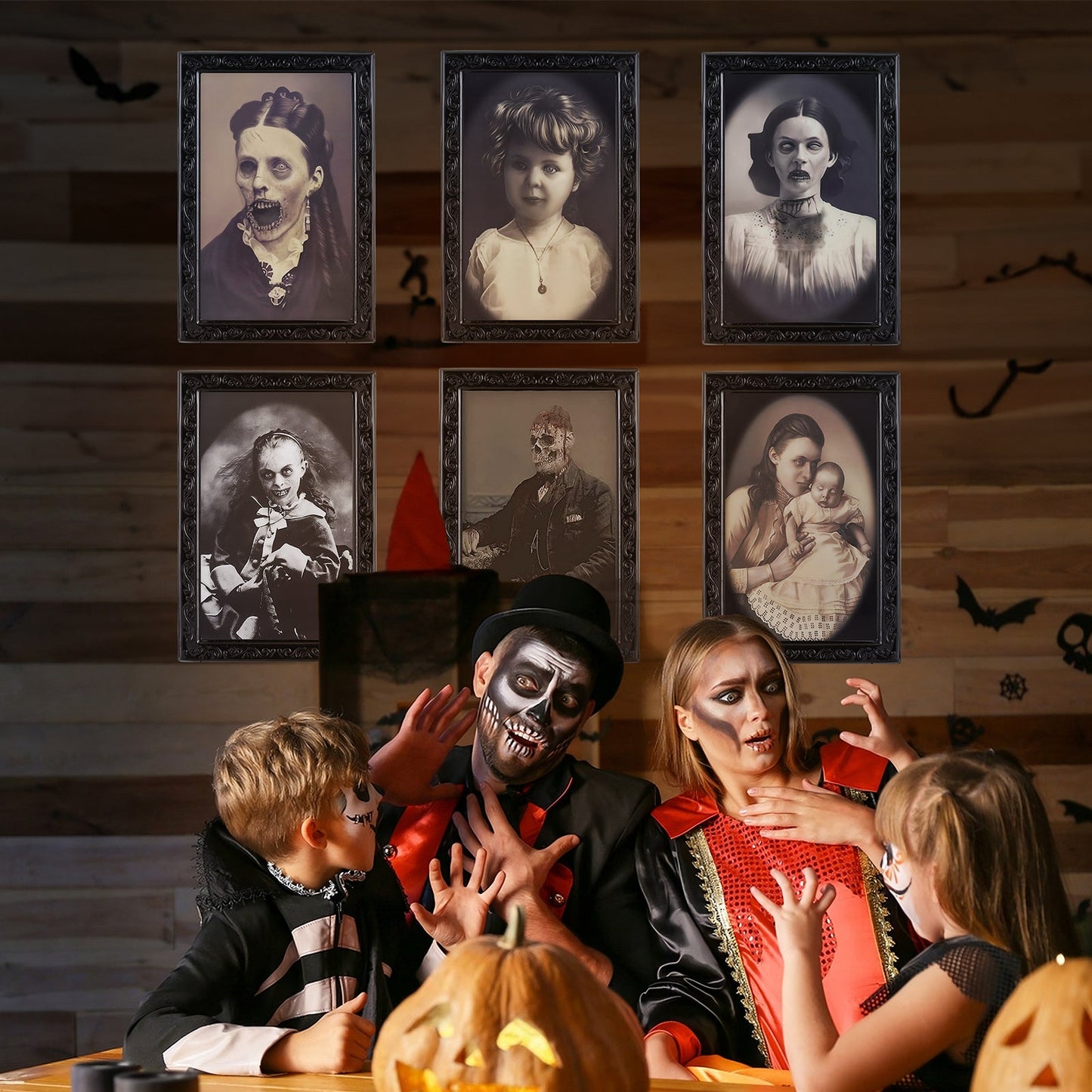 Halloween Deko Wechselbild Geisterporträts – Gruselige Lentikularbilder für Spukhaus & Party (3er oder 6er Set)