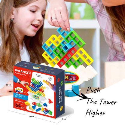 Balancierende Bausteine Geschicklichkeitsspiel für Kinder und Erwachsene – Balance Tower Bauspiel, Familienspiel, Lernspielzeug ab 3 Jahren