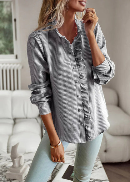 Damen Chiffon Bluse mit Rüschenkragen – Eleganter Alltagsstil für Büro & Freizeit