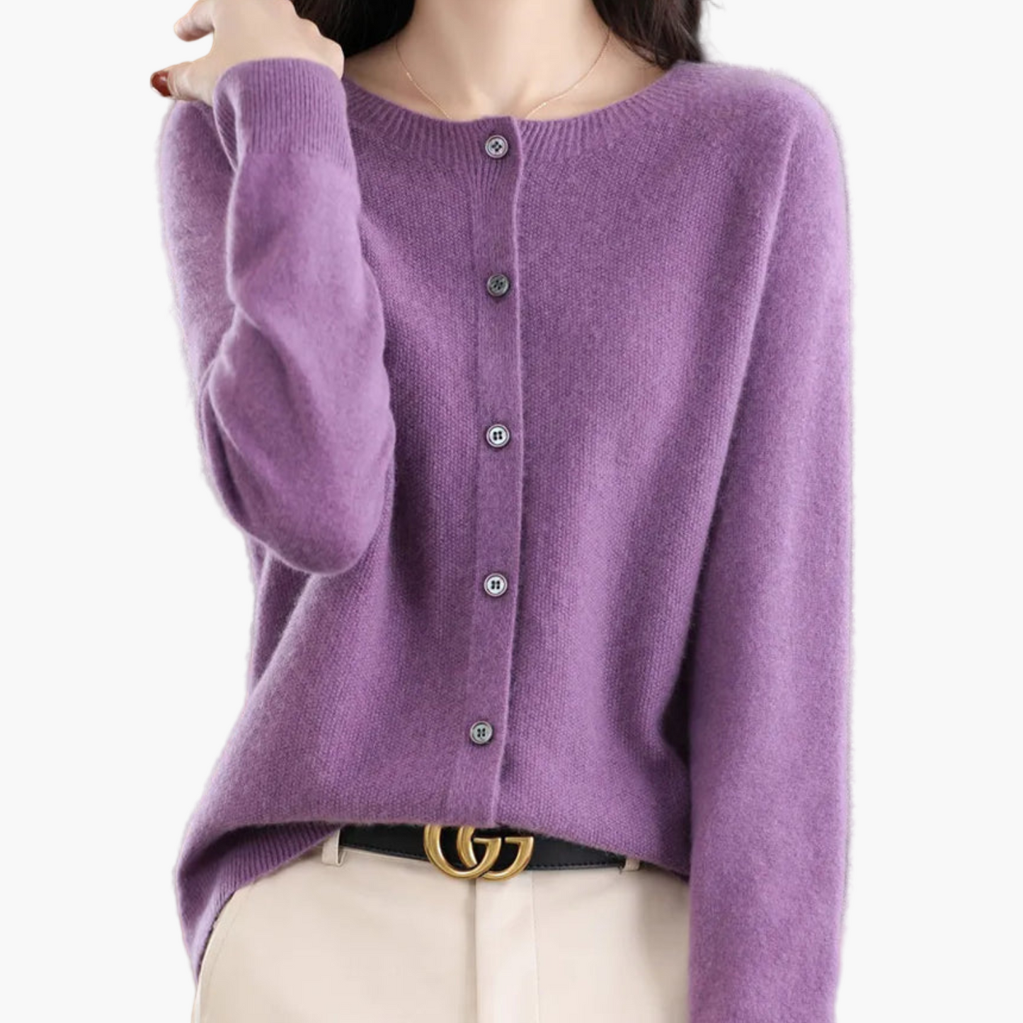 Damen Strickjacke im klassischen Stil – Eleganter Cardigan für Alltag und Büro