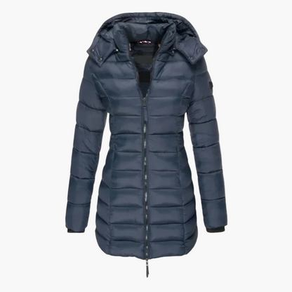 Damen Winter-Steppmantel mit Kapuze – Gefütterter eleganter Outdoor-Mantel für Herbst & Winter