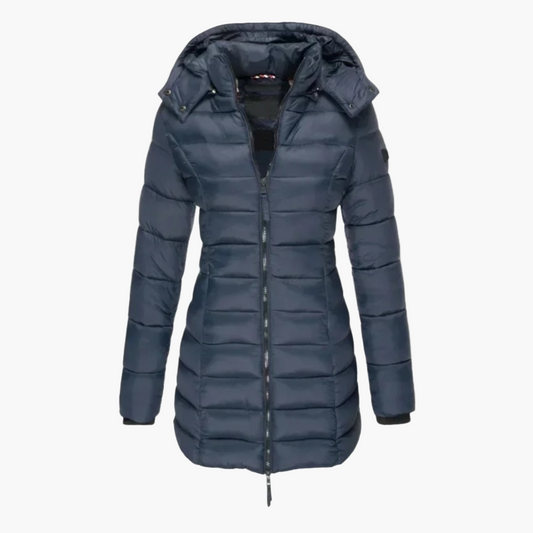 Damen Winter-Steppmantel mit Kapuze – Gefütterter eleganter Outdoor-Mantel für Herbst & Winter
