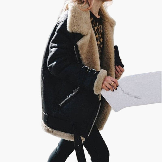 Damen Winter Lammfelljacke – Modischer Oversize Kunstpelz Mantel für Alltag und besondere Anlässe