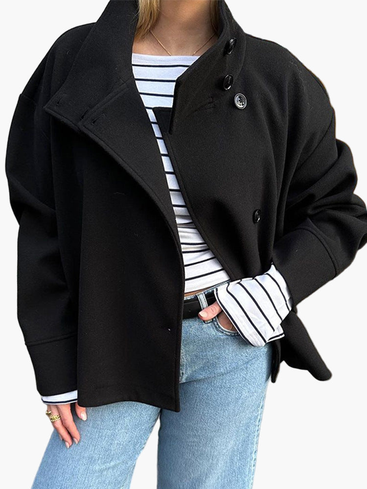 Damen Kurze Double-Breasted Übergangsjacke – Eleganter Alltagsmantel für Herbst und Winter
