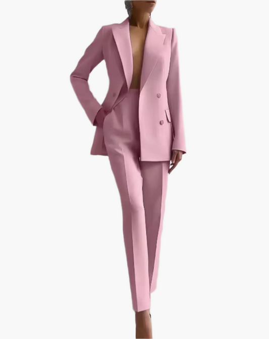 Damen Business Sommer Anzug Zweiteiler – Eleganter Blazer & Hohe Taille Hose für Büro und Alltag
