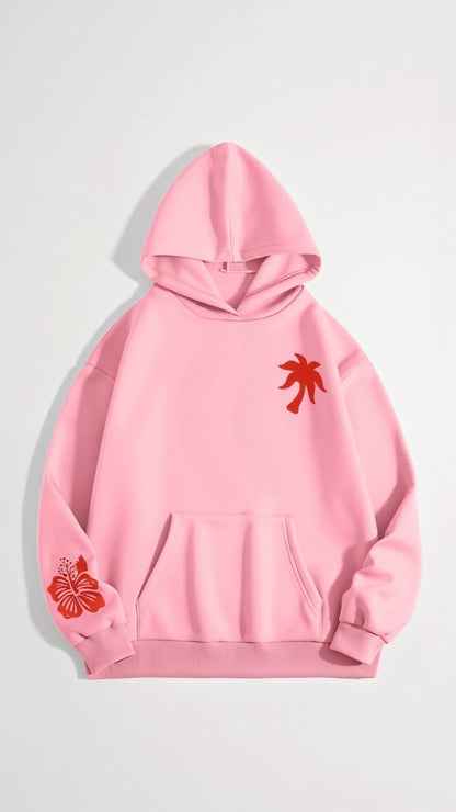Damen Kapuzenpullover im Oversize-Look mit tropischer Stickerei – Freizeit & Streetwear Hoodie