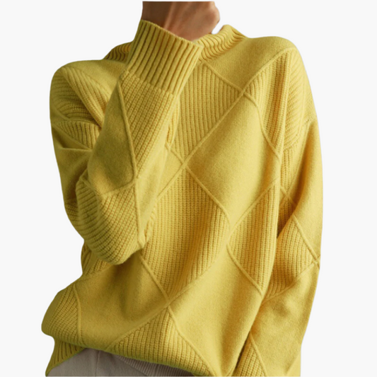Damen Strickpullover im modernen Rautenmuster – Stilvoller Freizeitpulli für Alltag und Büro