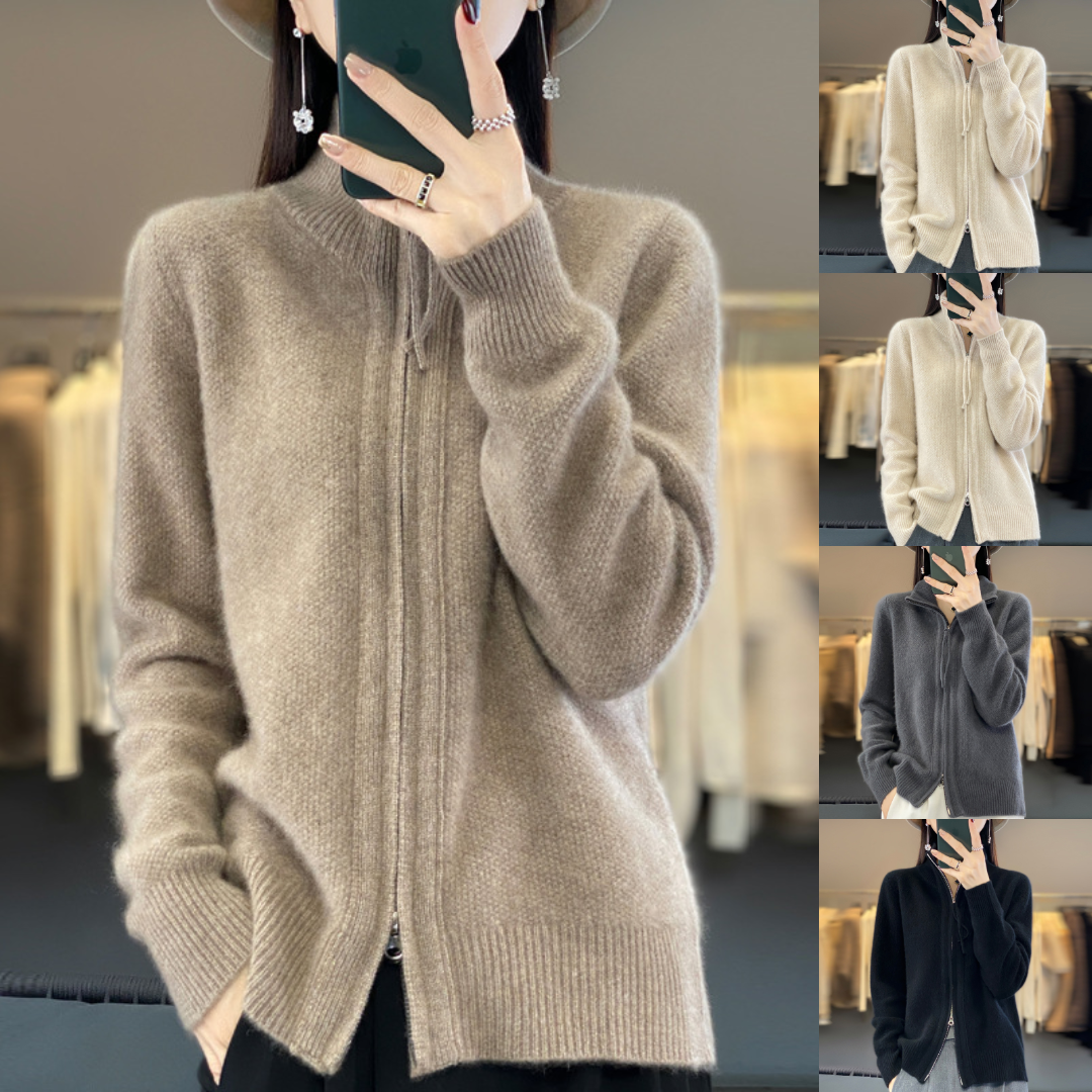 Damen Strickjacke mit Reißverschluss – Eleganter Cardigan für Alltag und Büro