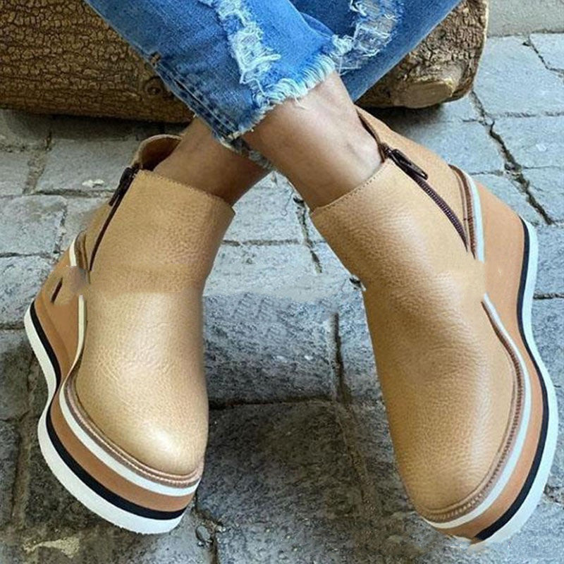 Christina – Flache Damenschuhe mit Seitenreißverschluss für Herbst und Winter