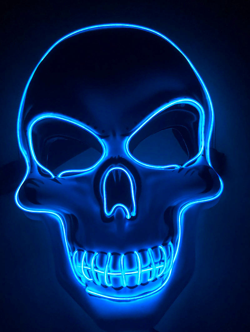 Halloween LED Leuchtende Totenkopfmaske für Erwachsene – Perfekte Grusel-Kostümmaske für Party & Deko